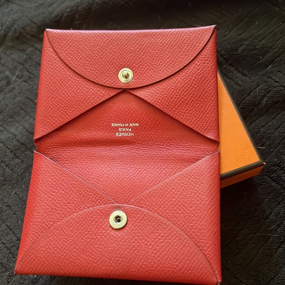 Hermes Veau Epsom leather card case w/box - Picture 3 of 6